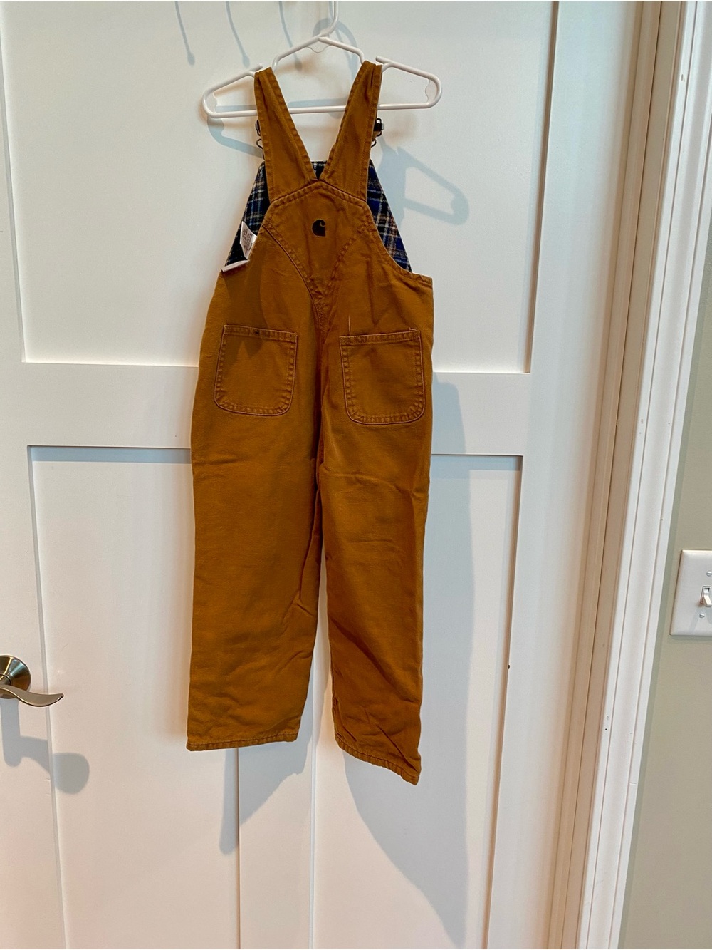 Carhartt Lined Kids Tan Overalls w/ Reinforced knees & Front Patch Pockets 4T
